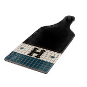 Vintages Bistro-Tile-Türkis und Goldmonogramm Schneidebrett (Ecke)