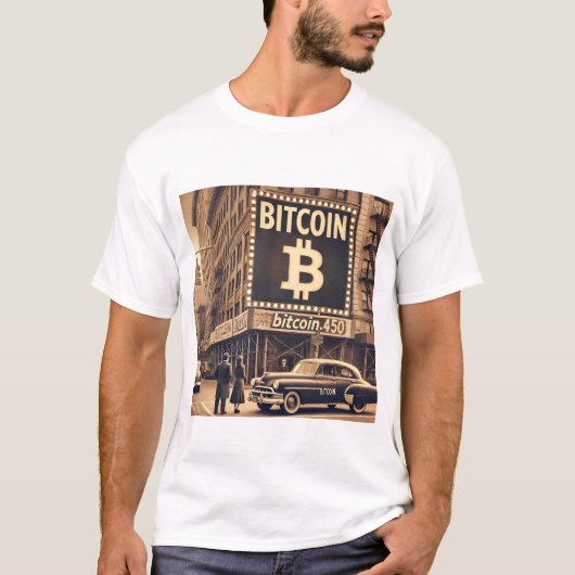 Vintages Bitcoin BTC Werbung Crypto Design T-Shirt (Vorderseite)