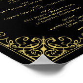 Vintages Black and Gold Art Déco Hochzeitsmenü Poster (Ecke)