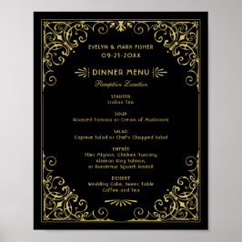 Vintages Black and Gold Art Déco Hochzeitsmenü Poster