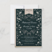 Vintages Black Book Cover Hochzeit Probe Dinner Einladung (Vorderseite)