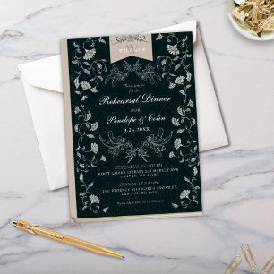 Vintages Black Book Cover Hochzeit Probe Dinner Einladung