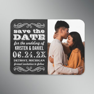 Vintages Black Chalkboard-Foto Save the Date Magnet