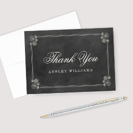 Vintages Black Chalkboard Hochzeitssemble Brautpar Dankeskarte