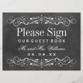 Vintages Black Chalkboard Wedding Guest Book (Vorderseite)