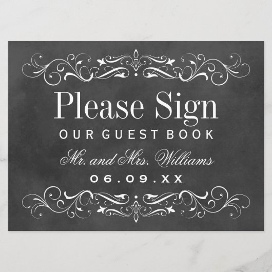 Vintages Black Chalkboard Wedding Guest Book (Vorderseite)