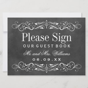 Vintages Black Chalkboard Wedding Guest Book