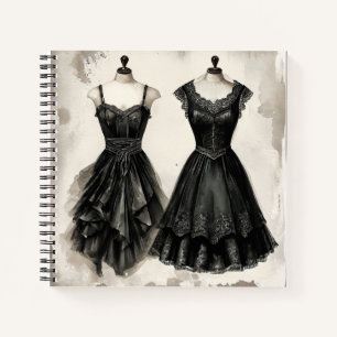 Vintages Black Dress Style Retro Glam Journal Notizblock