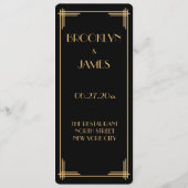 Vintages Black Gatsby Art Deco Wedding Menü Menükarte (Rückseite)