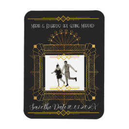 Vintages Black & Gold Art Deco Save the Date Magnet
