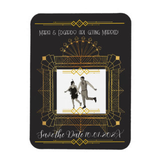 Vintages Black & Gold Art Deco Save the Date Magnet