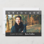 Vintages Black Gold Handwriting Foto Grad Party Einladung (Vorderseite)