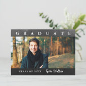 Vintages Black Gold Handwriting Foto Grad Party Einladung (Stehend Vorderseite)