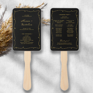 Vintages Black & Gold-Hochzeitsprogramm Fächer