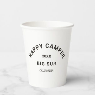 Vintages Black Happy Camper Wappen Benutzerdefinie Pappbecher