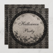 Vintages Black Lace & Sequins Halloween-Party Einladung (Vorne/Hinten)