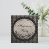 Vintages Black Lace & Sequins Halloween-Party Einladung (Stehend Vorderseite)