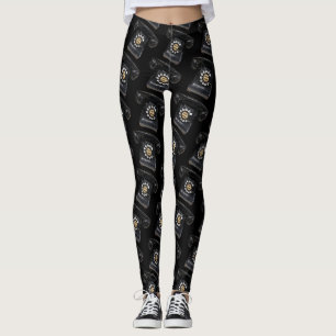 Vintages Black Rotary Phone Leggings