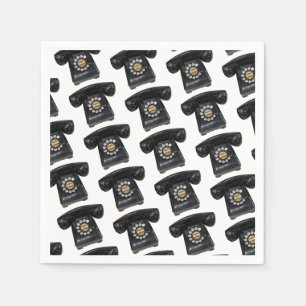 Vintages Black Rotary Phone Serviette