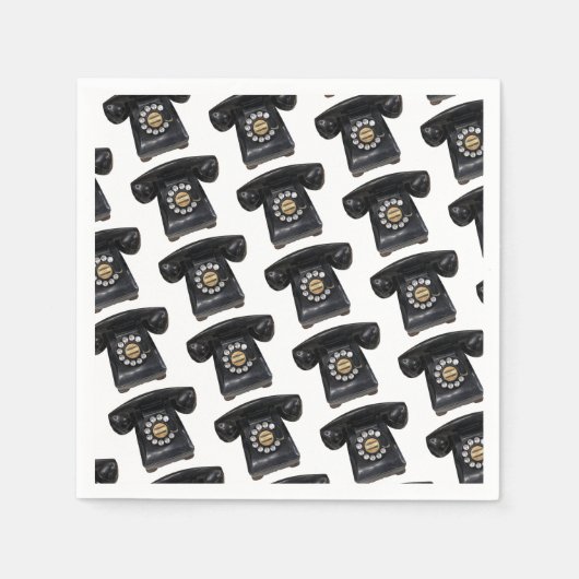 Vintages Black Rotary Phone Serviette (Vorderseite)