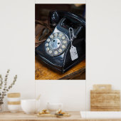 Vintages Black Rotary Wähltelefon Poster (Küche)