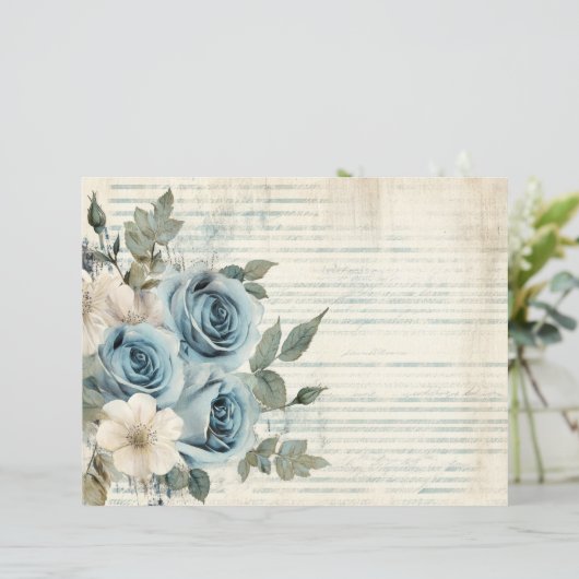 Vintages Blatt aus blauweißer Blüte (Stehend Vorderseite)