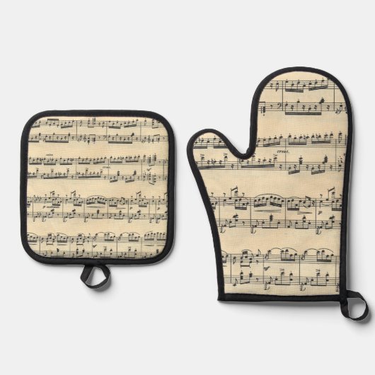 Vintages Blatt Ofenhandschuh & Topflappen-Set (Vorderseite)