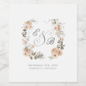 Vintages Blatt und Pfirsichgarten Hochzeitsweineti Weinetikett (Einzelnes Label)