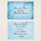 Vintages Blätterblatt mit Zyanblau Save the Date (Vorne & Hinten)