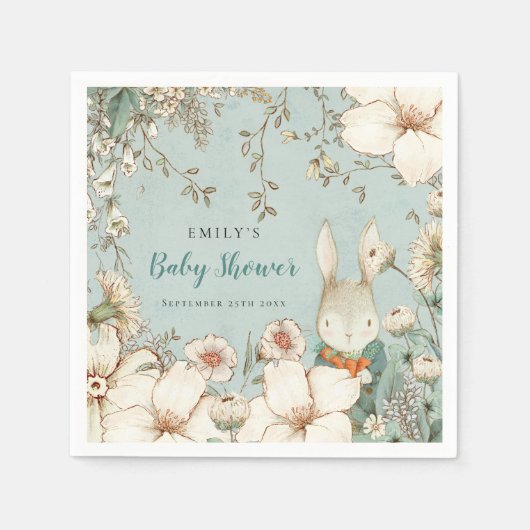 Vintages Blattpulver Blauer Babydusche Serviette (Vorderseite)