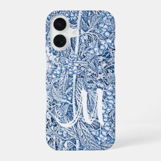 Vintages Blau bis Monogramm iPhone 16 Hülle