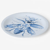 Vintages Blau des Insekten-Bild-| der Käfer-| Pappteller (Schrägansicht)