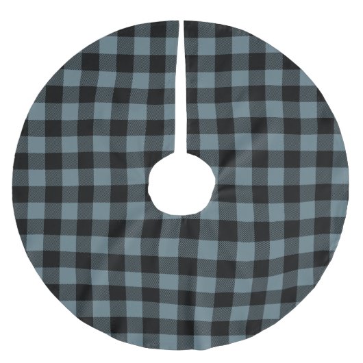 Vintages Blau Kariert Polyester Weihnachtsbaumdecke (Vorderseite)