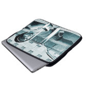 Vintages Blau Laptopschutzhülle (Vorne Knopf)