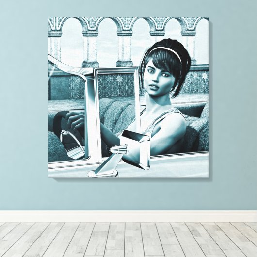 Vintages Blau Leinwanddruck (Insitu (Holzboden))