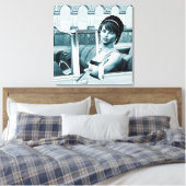Vintages Blau Leinwanddruck (Insitu (Schlafzimmer))