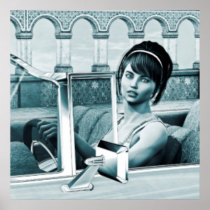 Vintages Blau Poster