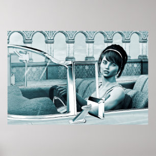 Vintages Blau Poster