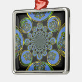 Vintages Blau Silbernes Ornament (Links)