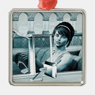 Vintages Blau Silbernes Ornament