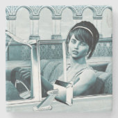 Vintages Blau Steinuntersetzer (Vorderseite)