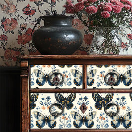 Vintages Blau- und Cremeschmetterlingswerk Seidenpapier