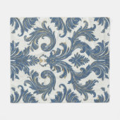 Vintages Blau und Gold Barock Damask Fleecedecke (Vorderseite (Horizontal))