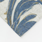 Vintages Blau und Gold Barock Damask Fleecedecke (Ecke)