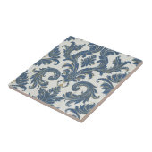 Vintages Blau und Gold Barock Damask Fliese (Seite)