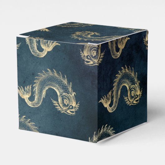 Vintages Blau und Gold Geschenkschachtel (Vorderseite)