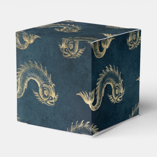 Vintages Blau und Gold Geschenkschachtel (Rückseite)