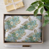 Vintages Blau und Goldblume Seidenpapier (Geschenk)