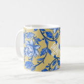 Vintages Blau und Goldflorale Chinoiserie Kaffeetasse (Vorderseite Links)