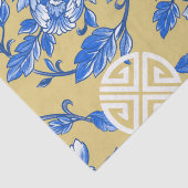 Vintages Blau und Goldflorale Chinoiserie Seidenpapier (Detail)